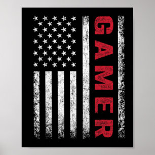 American Flag Funny Gamer Gift Video Games Boys Me Poster