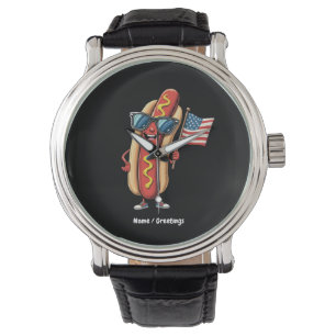 American Flag Funny Hotdog Sunglasses 4th of July Watch