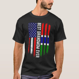 American Flag & Gambia Flag Best Grandmom Ever Fam T-Shirt
