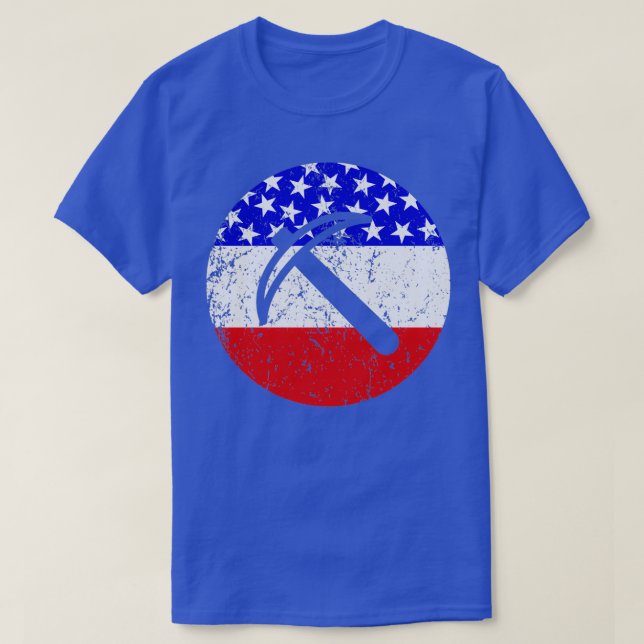 American Flag Geologist Miner Pick T-Shirt (Design Front)
