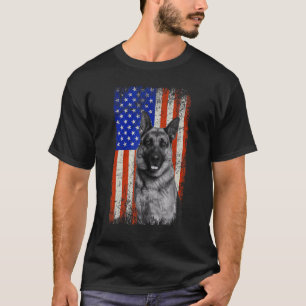 American Flag German Shepherd Dog Dad Mom Puppy Pa T-Shirt