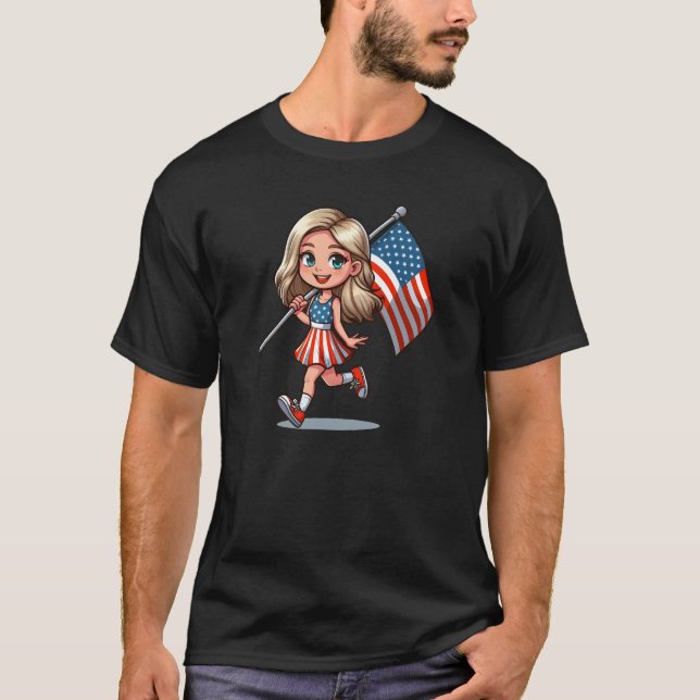 American Flag Girl T-Shirt (Front)