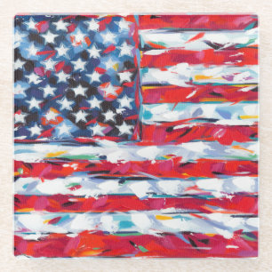 American Flag Glass Coaster