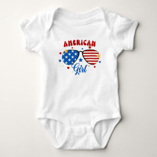 American Flag Glasses for Independence 4th of July Baby Bodysuit