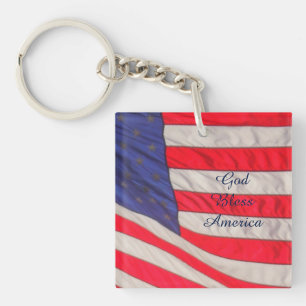 American Flag, God Bless America, Red White Blue Keychain