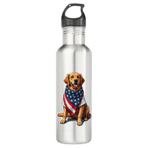 American Flag Golden Retriever Engraved Dog Lover  710 Ml Water Bottle