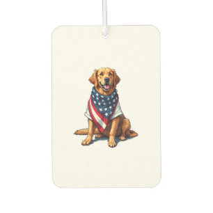 American Flag Golden Retriever Engraved Dog Lover  Air Freshener