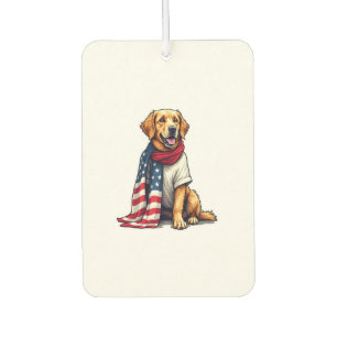 American Flag Golden Retriever Engraved Dog Lover  Air Freshener