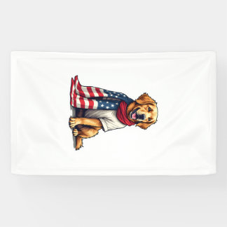 American Flag Golden Retriever Engraved Dog Lover  Banner