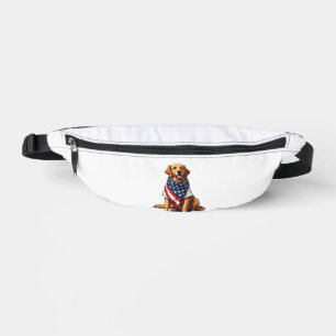 American Flag Golden Retriever Engraved Dog Lover  Fanny Pack