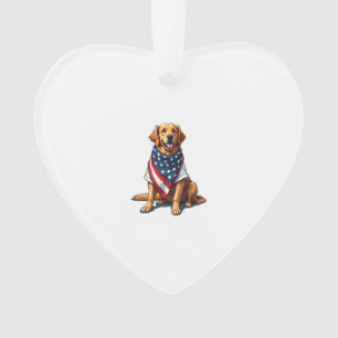 American Flag Golden Retriever Engraved Dog Lover  Ornament
