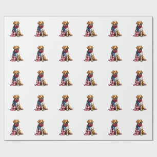 American Flag Golden Retriever Engraved Dog Lover  Wrapping Paper