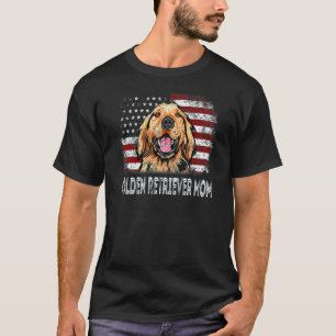 American Flag Golden Retriever Mom Retro Patriotic T-Shirt