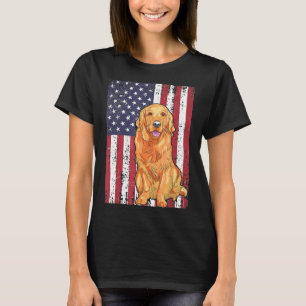 American Flag Golden Retriever Patriotic Flag Gift T-Shirt
