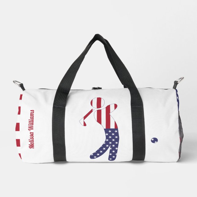 American Flag Golf Player - Personalized Duffle Bag (Front)