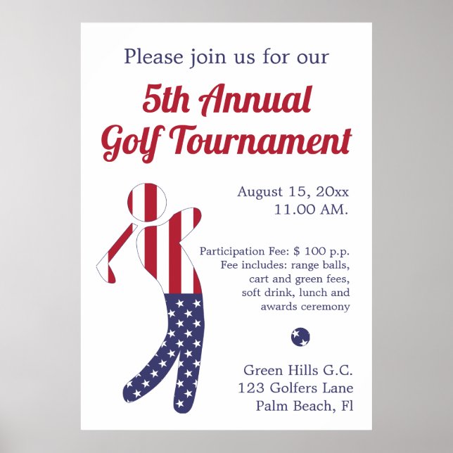 American Flag | Golf Tournament Announcement Poster (Front)