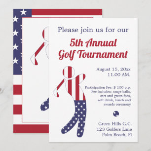 American Flag   Golf Tournament Invitatation Invitation