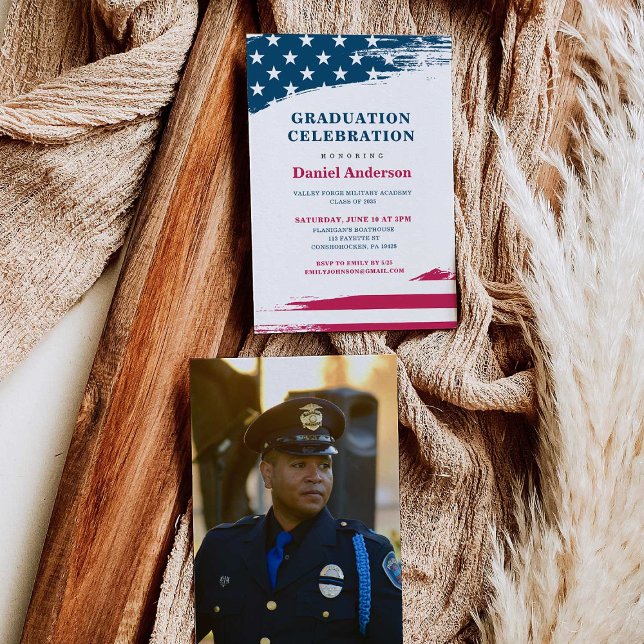 American Flag Graduation Party Invitation Military (Creator Uploaded)