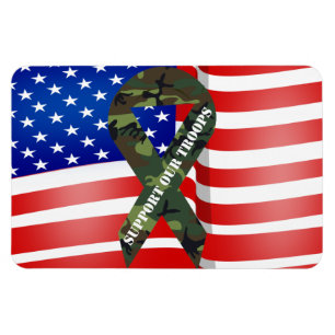 American Flag Green Camo Support Our Troops Magnet