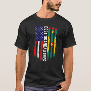 American Flag & Grenada Flag Best Grandad Ever Fam T-Shirt