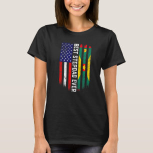 American Flag & Grenada Flag Best Stepdad Ever Fam T-Shirt