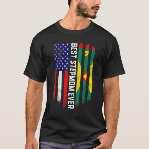 American Flag & Grenada Flag Best Stepmom Ever Fam T-Shirt