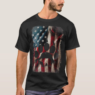 American flag grizzly bear paw forest trees nature T-Shirt