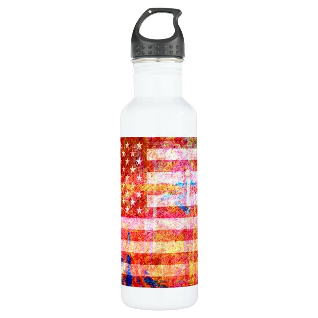American Flag Grunge Art #2 710 Ml Water Bottle (Front)