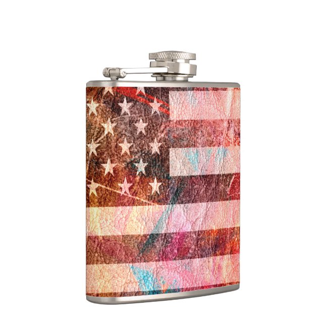 American Flag Grunge Art #5 Hip Flask (Right)