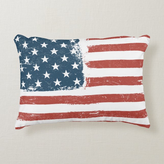 American Flag Grunge Background. Raster version. H Accent Pillow (Front)
