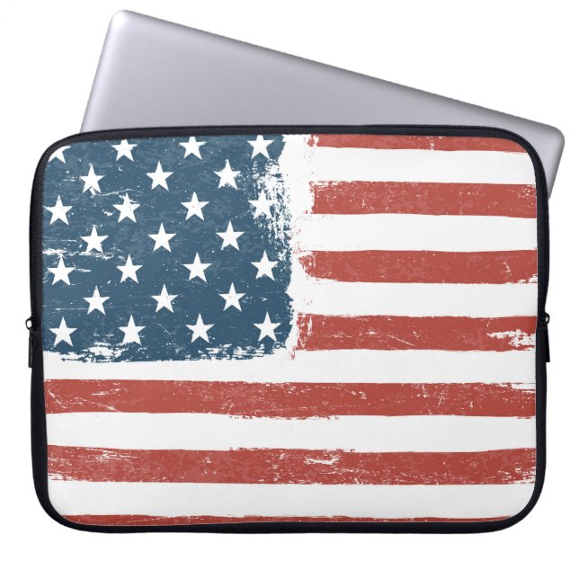 American Flag Grunge Background. Raster version. H Laptop Sleeve (Front)