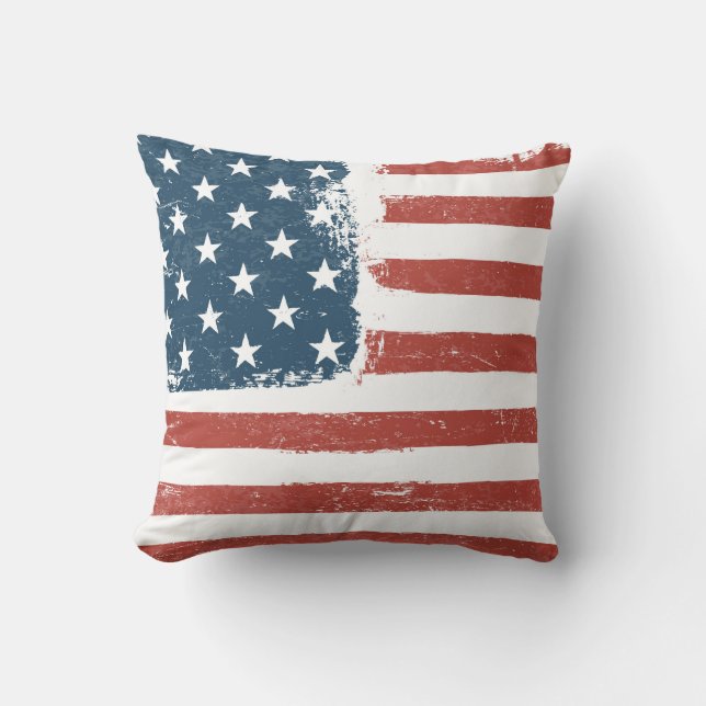 American Flag Grunge Background. Raster version. H Throw Pillow (Front)