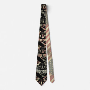 American Flag Grunge Bald Eagle Patriotic Tie