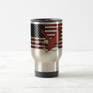 American flag grunge eagle travel coffee mug