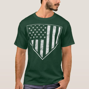American Flag Grunge Home Plate Patriotic Baseball T-Shirt