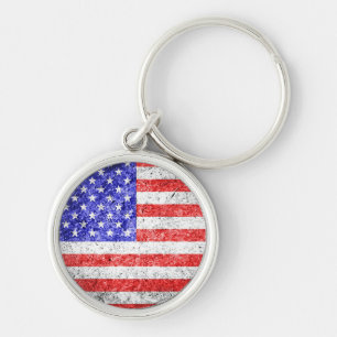 American Flag Grunge Keychain