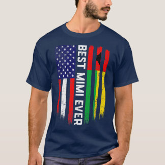 American Flag & GuineaBissau Flag Best Mimi Ever  T-Shirt
