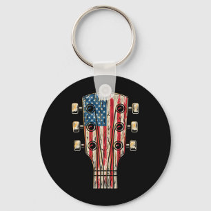 American Flag Guitar 4th Of July Guitarist Usa Cou Keychain
