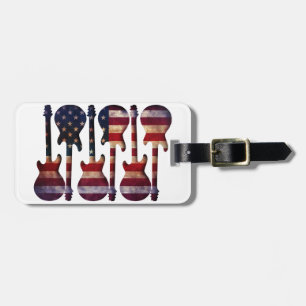 American Flag Guitar Art Luggage Tag