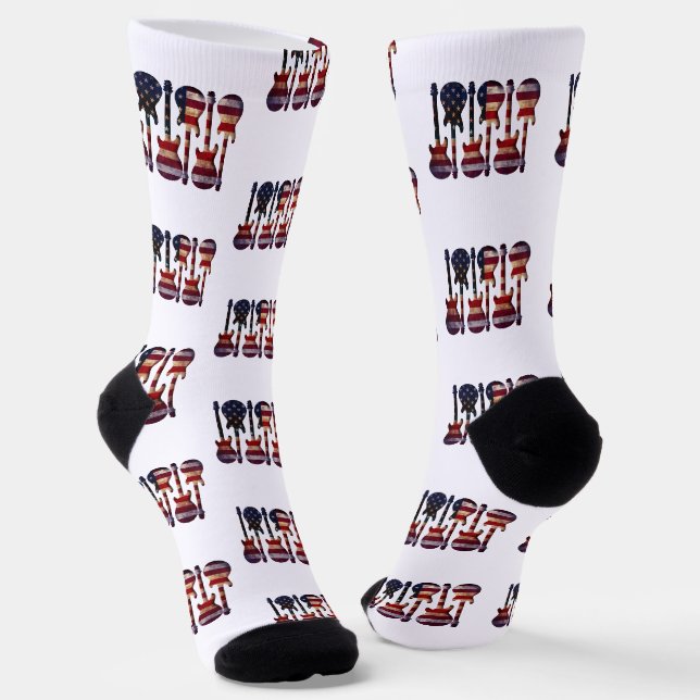 American Flag Guitar Art Socks (Angled)