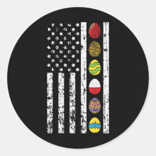 American Flag Happy Easter Egg Hunting Patriotic  Classic Round Sticker