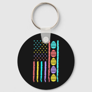 American Flag Happy Easter Egg Hunting Patriotic E Keychain