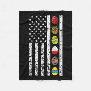 American Flag Happy Easter Egg Hunting Patriotic Fleece Blanket