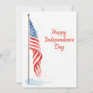 American Flag Happy Independence Day Watercolor Holiday Card