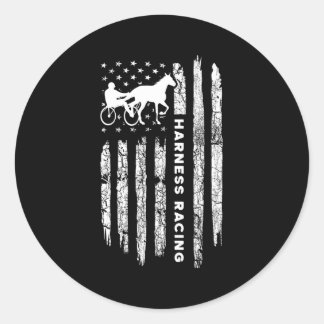 American Flag Harness Racing Harness Racing Classic Round Sticker