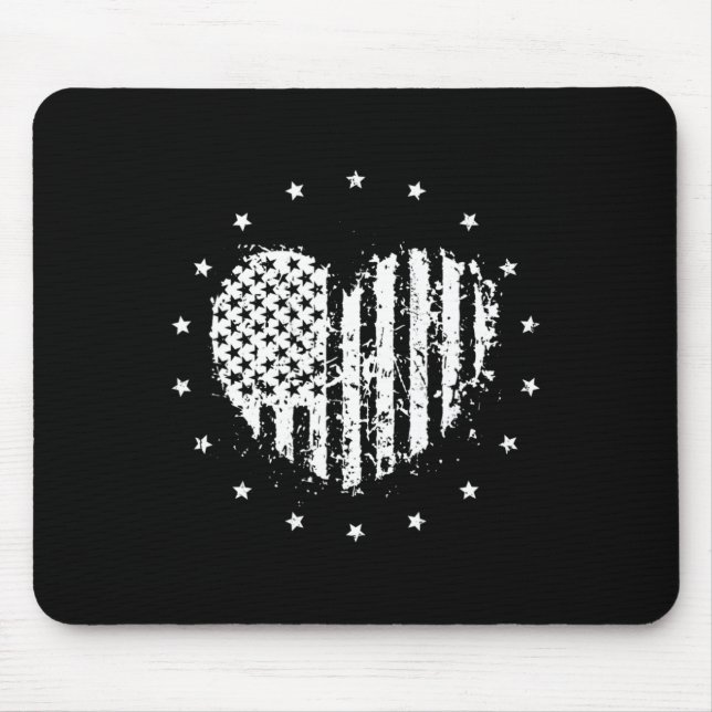 American Flag Heart 4th Of July  Mouse Pad (Front)