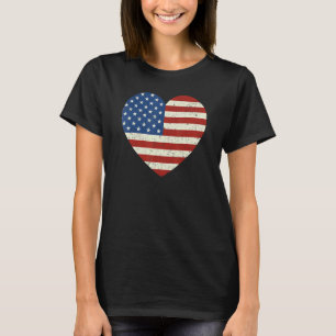 American Flag Heart 4th Of July Patriotic Women Bo T-Shirt