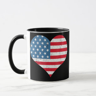 American Flag Heart 4th of July USA Patriotic  Mug