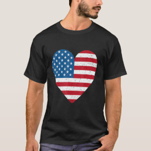 American Flag Heart 4th Of July Usa Patriotic T-Shirt