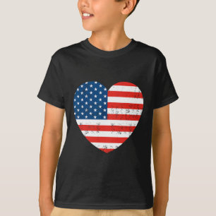 American Flag Heart 4th Of July USA Patriotic  T-Shirt
